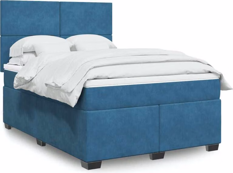 Maison Exclusive - Giroletto a Molle con Materasso Blu 160x200 cm in Velluto