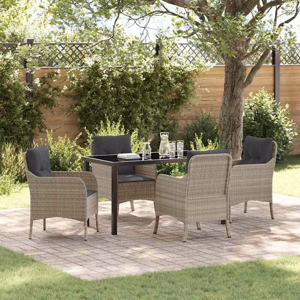 Maison Exclusive - Set da giardino per esterni, 5 pezzi, rattan sintetico color grigio chiaro