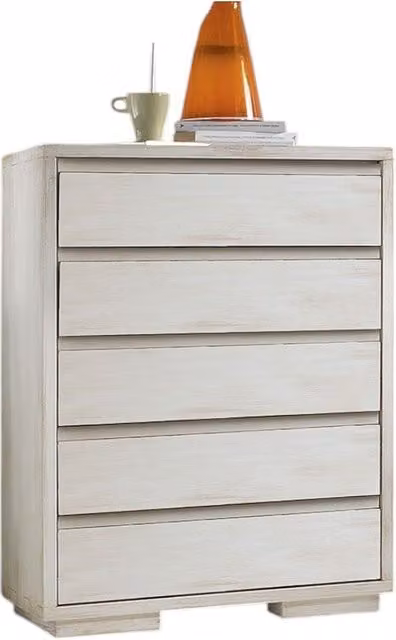 Cassettiera moderna in legno massello bianca con 5 cassetti soft close Mobili 2G L: 80 cm, P: 54 cm, H: 116 cm