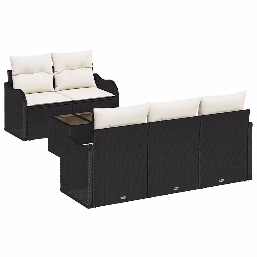 Set Divano da Giardino a L con Tavolino vidaXL Nero in Polyrattan e Metallo con Cuscini Inclusi – 2