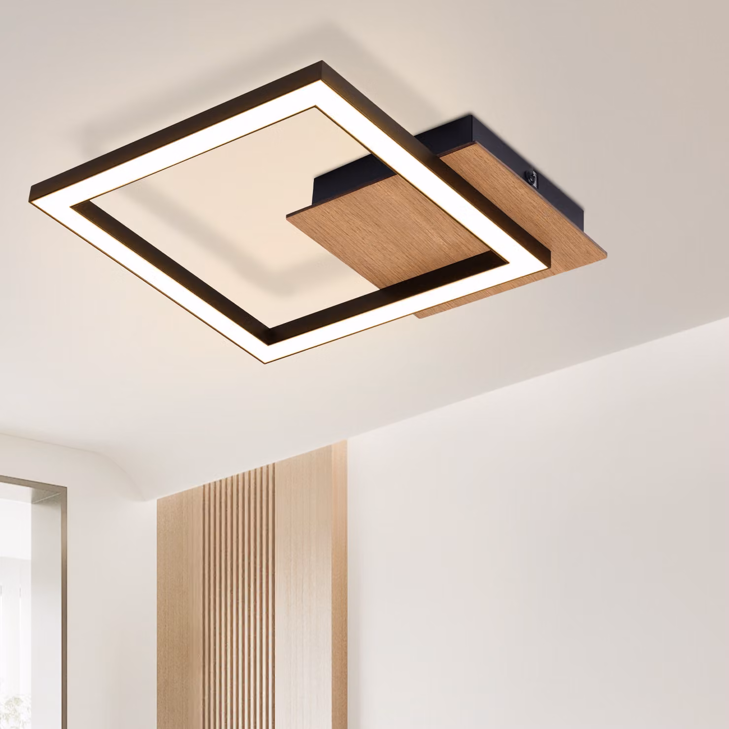 ZMH plafoniera LED cucina - 3000K bianco caldo moderna 12W lampada da cucina piccolo legno nero quadrato per cucina soggiorno camera da letto corridoio