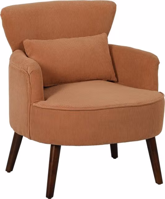 Poltrona Moderna HOMCOM in Velluto Arancione con Cuscino Lombare Integrato e Braccioli – 1