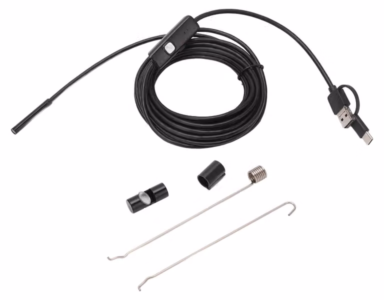 Endoscopio 5,5 mm, 3-in-1, fotocamera USB, grado di protezione IP67, impermeabile, lunghezza del cavo 3,5 metri