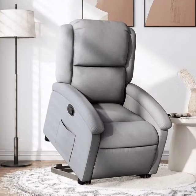 Poltrona Alzapersona Reclinabile vidaXL Grigio con Assistenza Elettrica in Tessuto