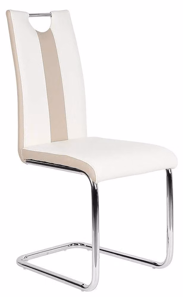 Set di 2 sedie da pranzo - Sedia da pranzo - Design moderno e minimalista - Struttura in metallo - Seduta imbottita - Senza braccioli - 43 x 58 cm - Montaggio richiesto - Beige/Bianco