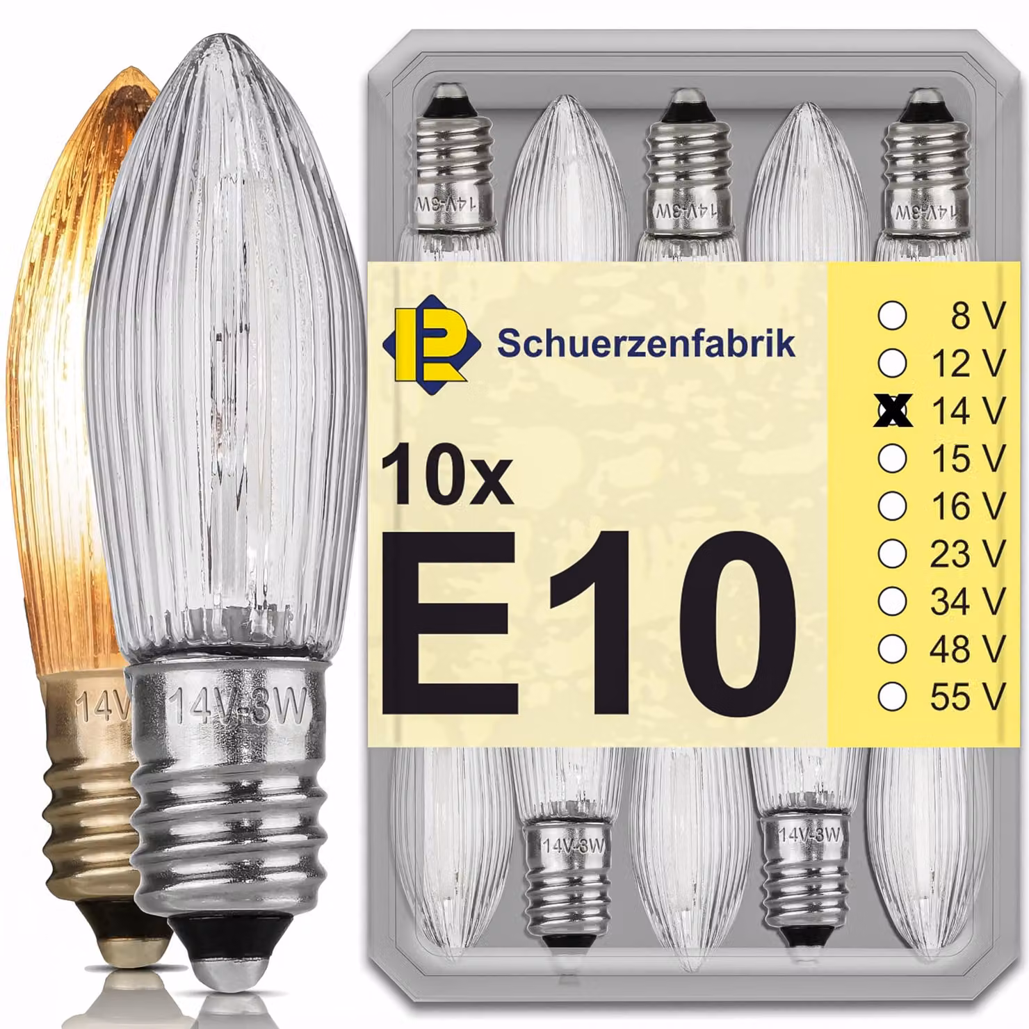 10 lampadine E10 da 14V e 3W, adatte per catene luminose