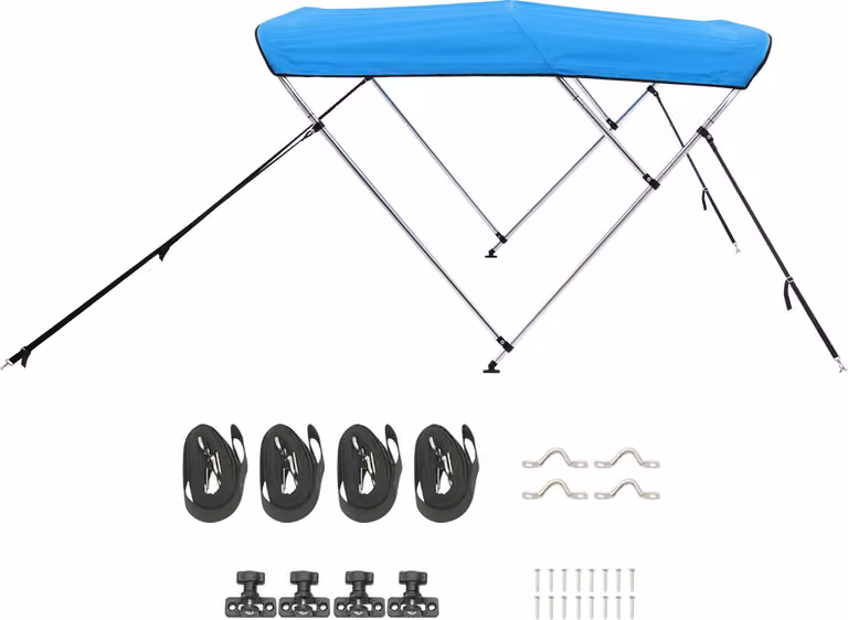 SucceBuy Bimini Top Barca Tettuccio parasole Blu 3 archi 216-229 cm