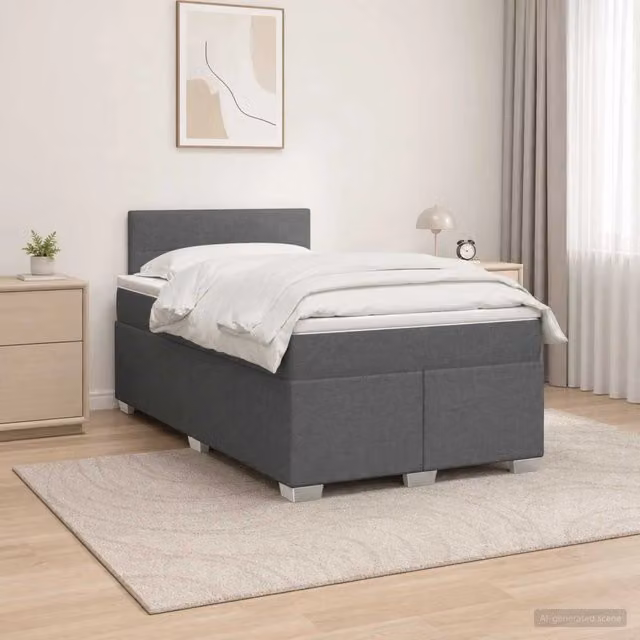 Letto con Box Spring, Materasso Ibrido e Illuminazione LED vidaXL, Grigio, L/P: 120 x 200 cm