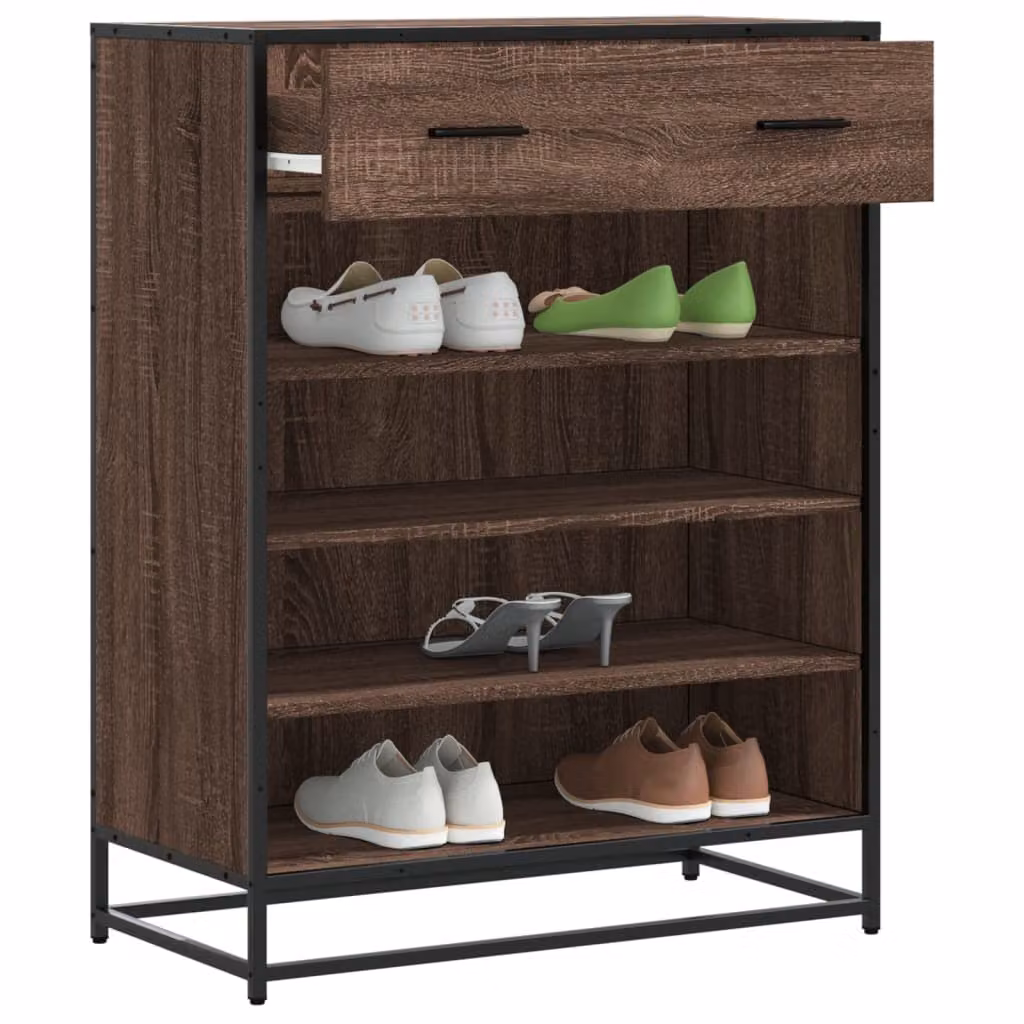 Scarpiera Industrial in Legno e Metallo vidaXL, Colore Rovere Marrone, L: 75 cm, P: 38 cm, H: 97,5 cm