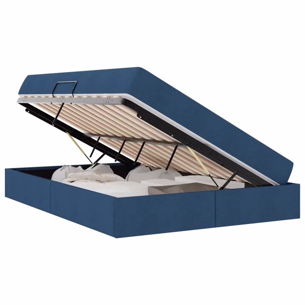 Letto con contenitore moderno vidaXL in tessuto blu e nero L: 140 cm, P: 190 cm, H: 194 cm – 2