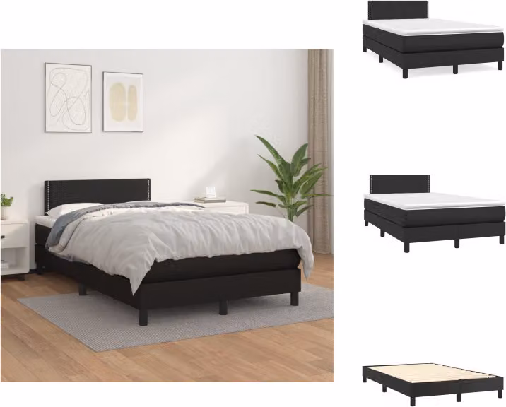 vidaXL Letto a molle con materasso nero 120x200 cm in Pelle finta - Letti e strutture letto