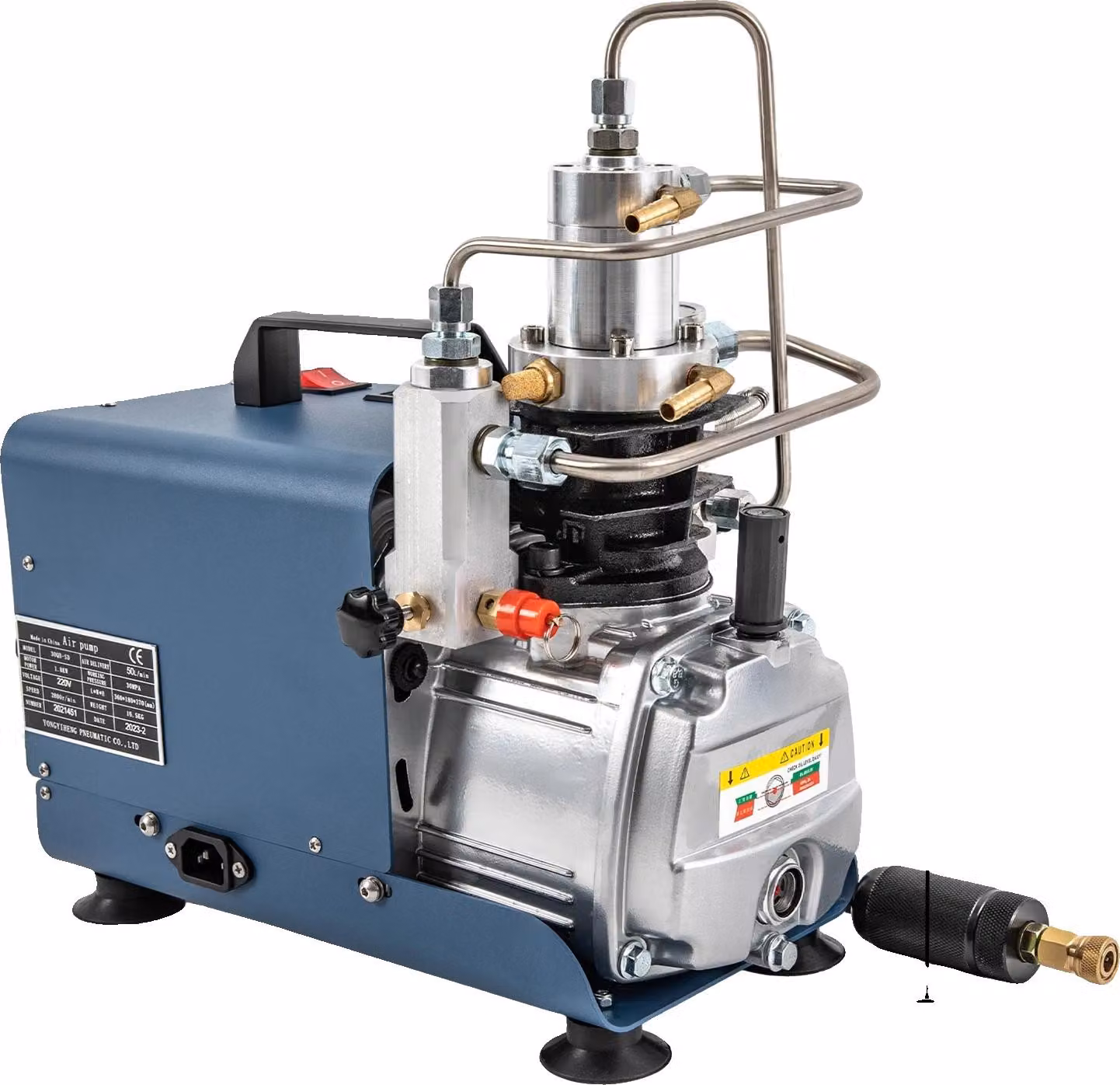 Compressore d'aria ad alta pressione, 300 bar, sistema di raffreddamento a acqua, 220V, colore blu