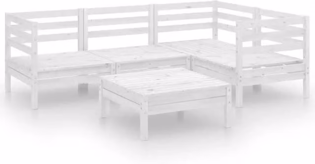Set Salotto da Giardino 5 pz | Set di Mobili da Esterno in Legno Massello di Pino Bianco