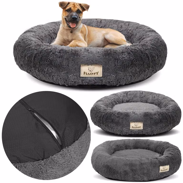 Letto Shaggy 80 cm grigio scuro sfoderabile antiscivolo