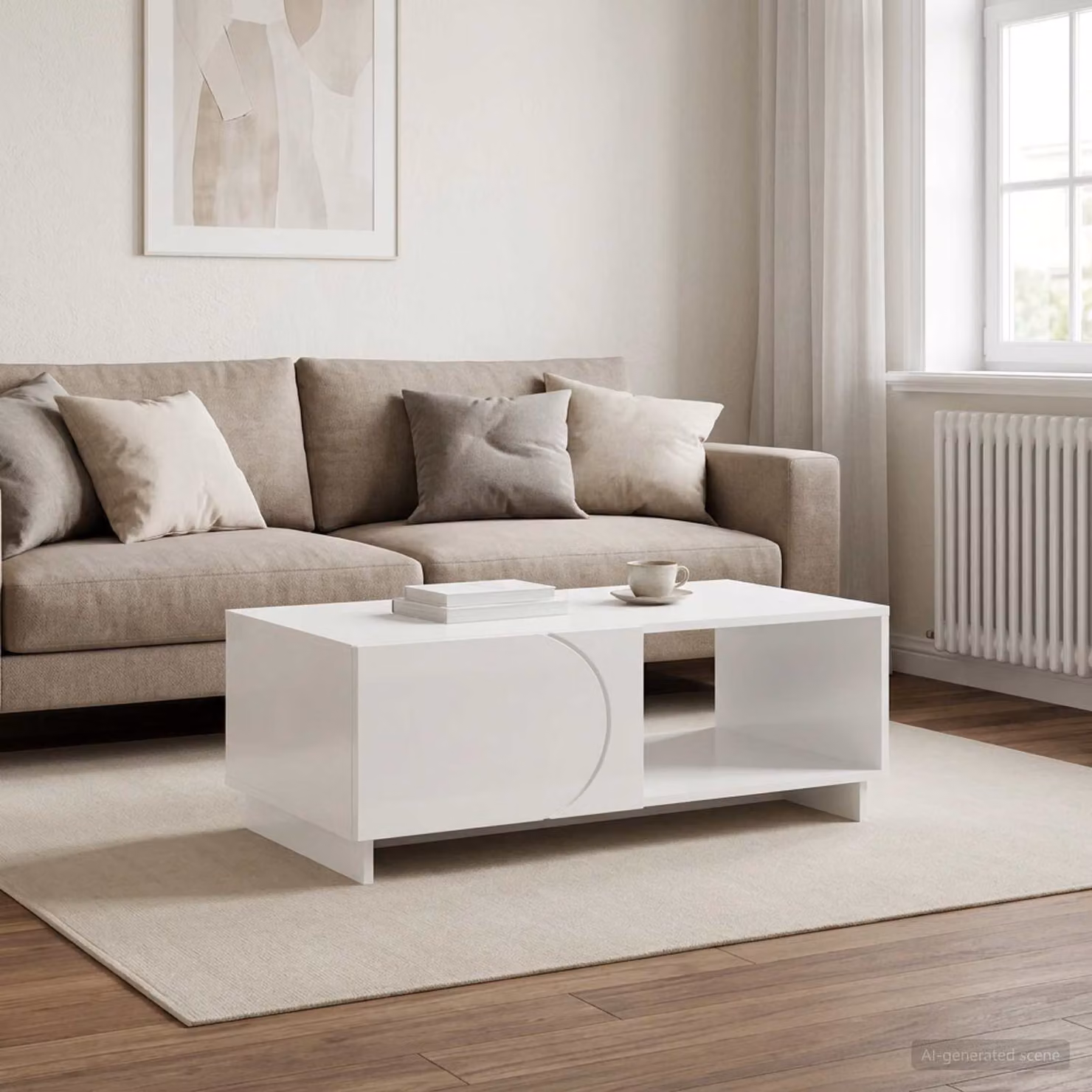 vidaXL Tavolino da salotto moderno in MDF bianco lucido L 95 x P 50,5 x H 35 cm