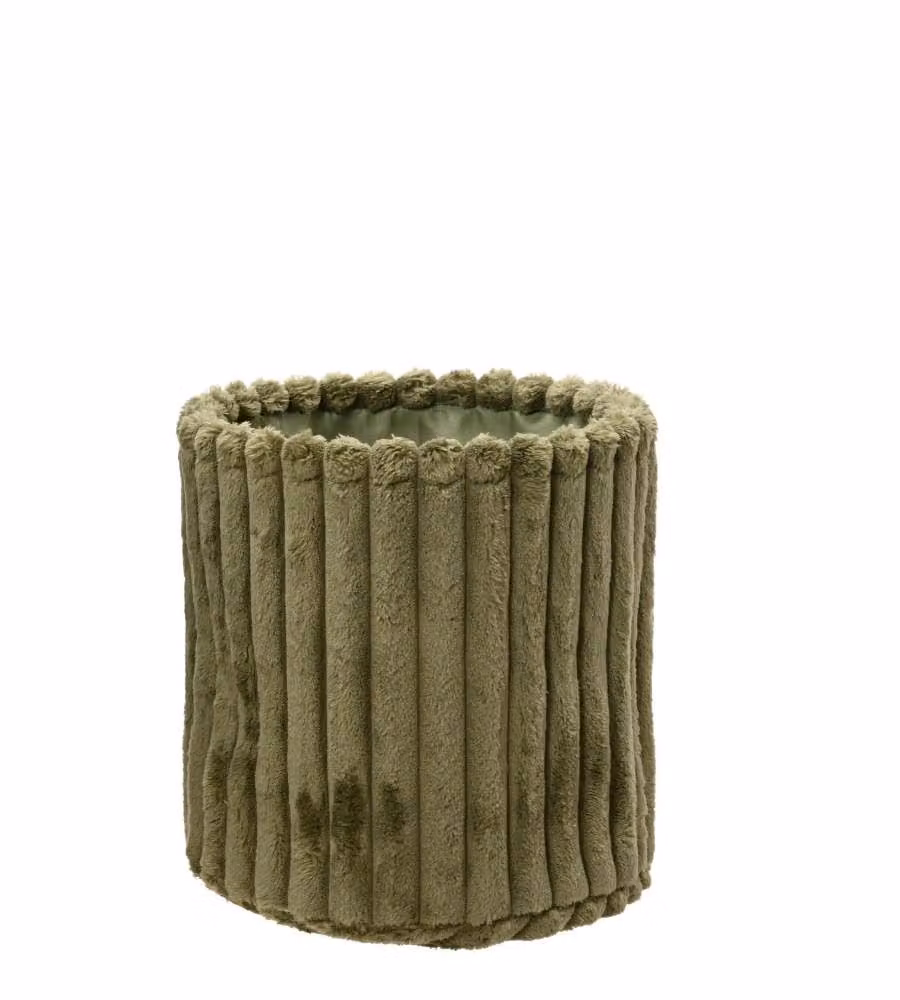 Cesta Verde Rotonda in Pelliccia Sintetica 25x25 cm per Interni
