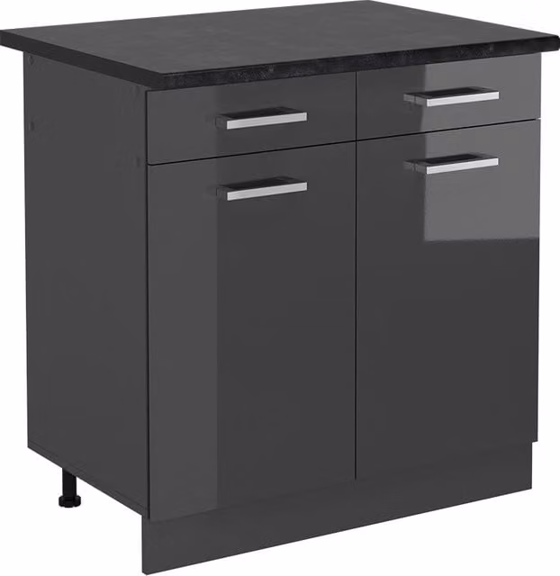 Mobiletto base per cucina R-Line Antracite lucido/Antracite 80 cm, PL Antracite Vicco