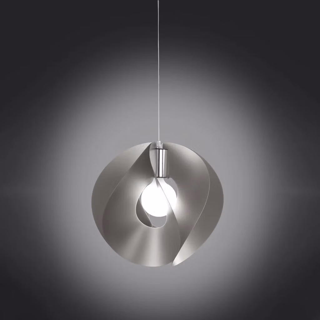 Lampada a sospensione moderna Atom Polilux Linea Zero in argento e metallo cromo con attacco E27 – 2