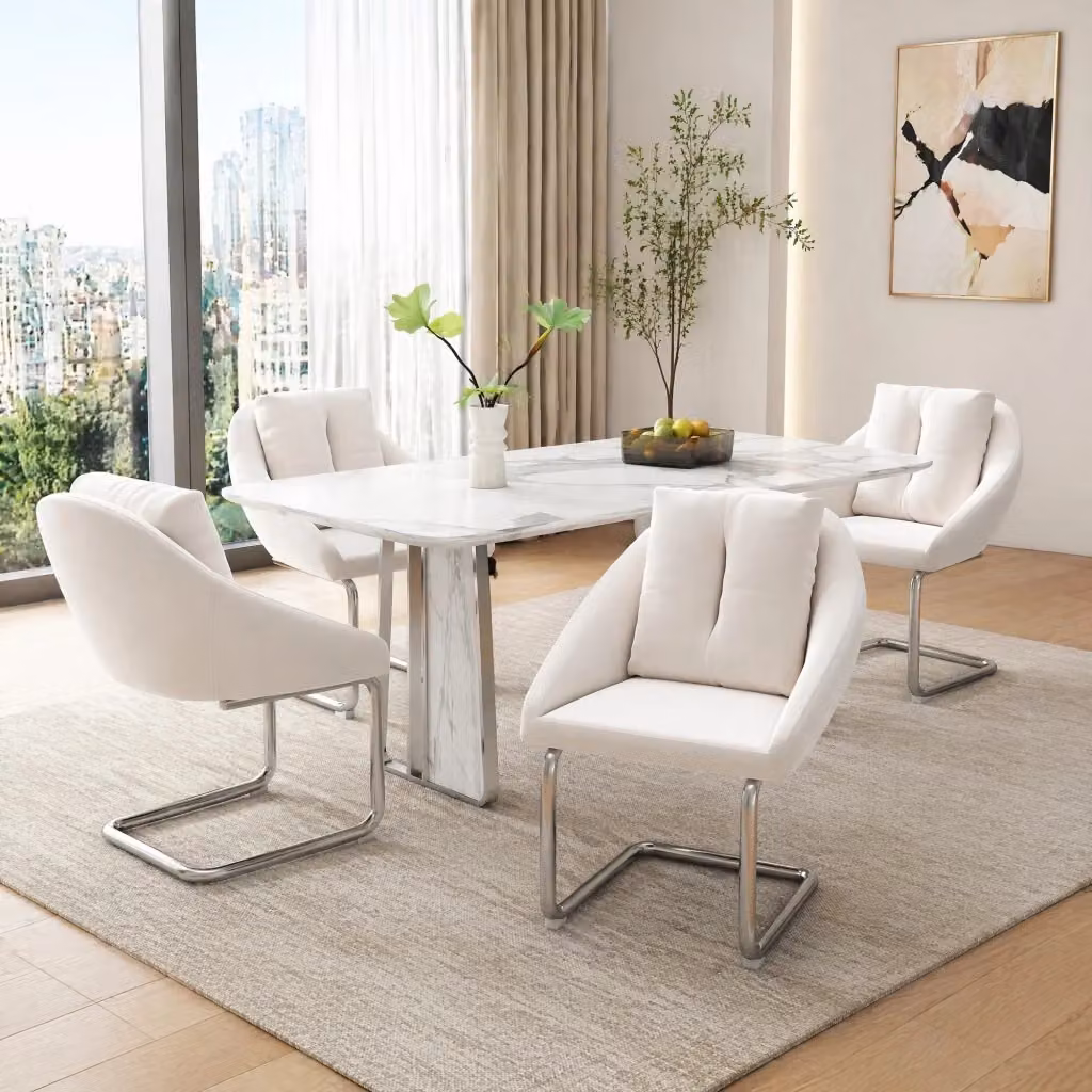 Set di 4 sedie in velluto beige con struttura in metallo MIVRAY per casa e ufficio – 2