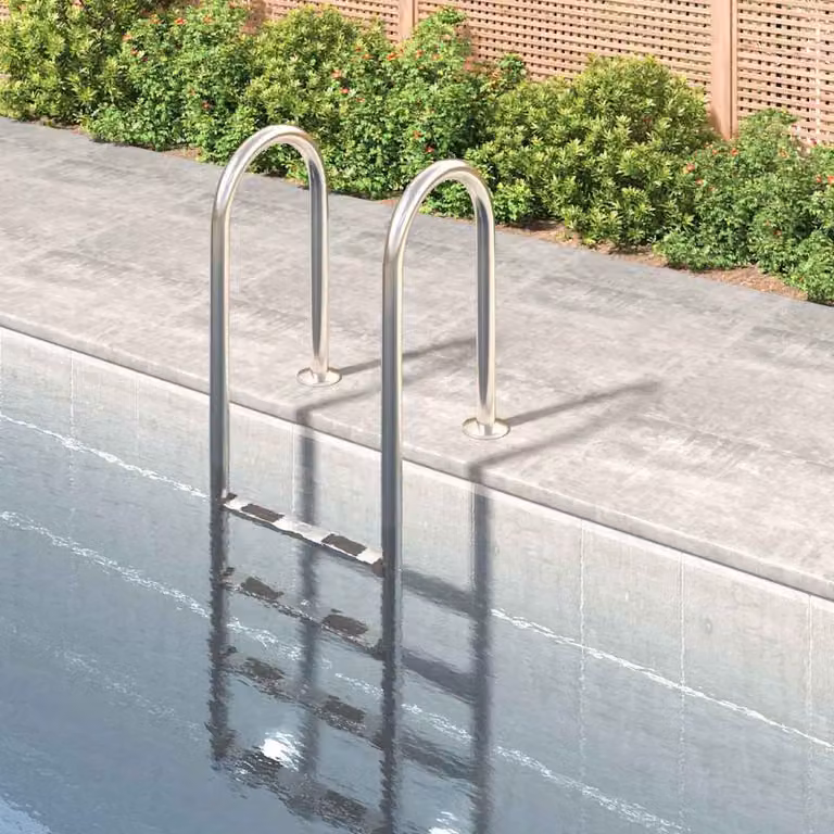 vidaXL Scala per Piscina in Acciaio Inox 304 e Plastica, Colore Silver, L/P/H: 54 x 38 x 184,5 cm