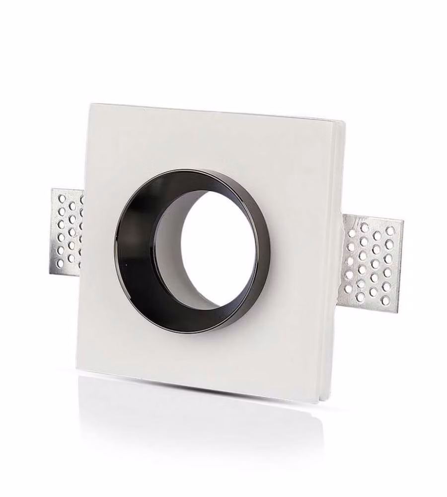 Portafaretto LED da Incasso Quadrato GU10 e GU5.3 (MR16) Corpo in Gesso Bianco e Metallo Cromato