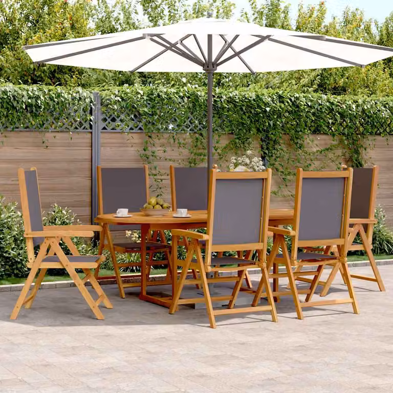 Set da pranzo da giardino vidaXL in legno di acacia oliato e tessuto antracite, 7 pezzi