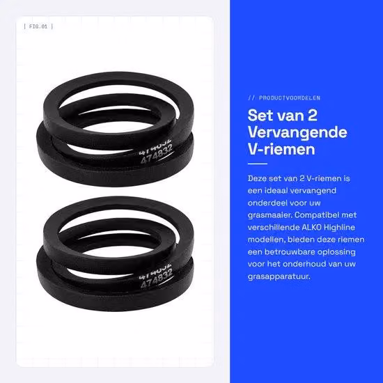 Grasstrohmann - V-riem 825 mm - Ricambio - 2 pezzi - Compatibile con Highline - Materiale resistente - Prestazioni affidabili - Cinghia per tosaerba