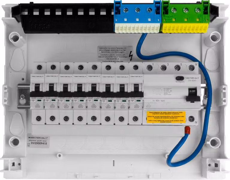 Scatola portafusibili Scatola di distribuzione da superficie Hager 1x12 moduli 8xMCB 1xRCCB Cablata VDE Armadio di distribuzione Fusibili 245x305x96,5mm Doktorvolt