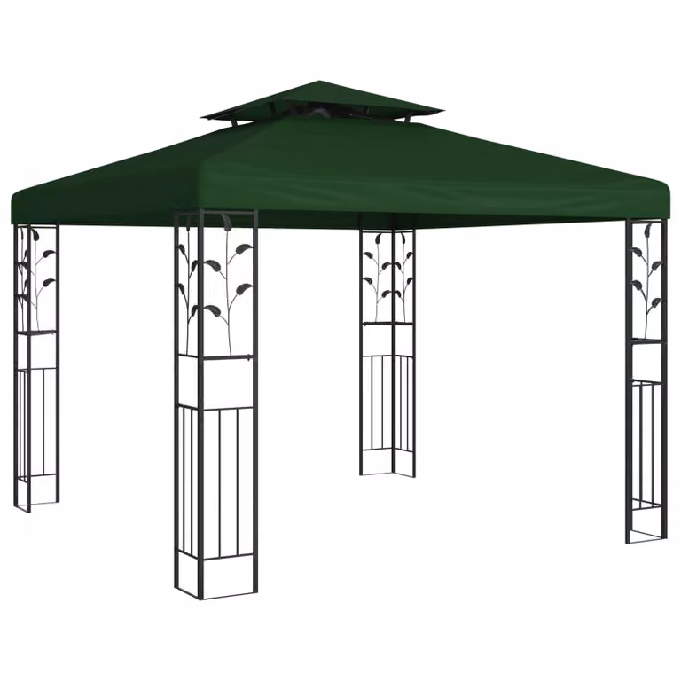 Gazebo vidaXL moderno in poliestere e acciaio verde L: 300 cm, P: 300 cm, H: 268 cm