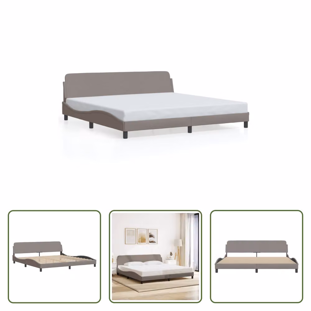 The Living Store Struttura letto con testiera Taupe 200x200 cm in tessuto