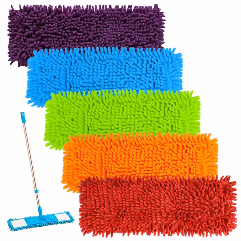5 panni in microfibra con bordo in chenille, dimensioni 40x10 cm, per mop a piastra