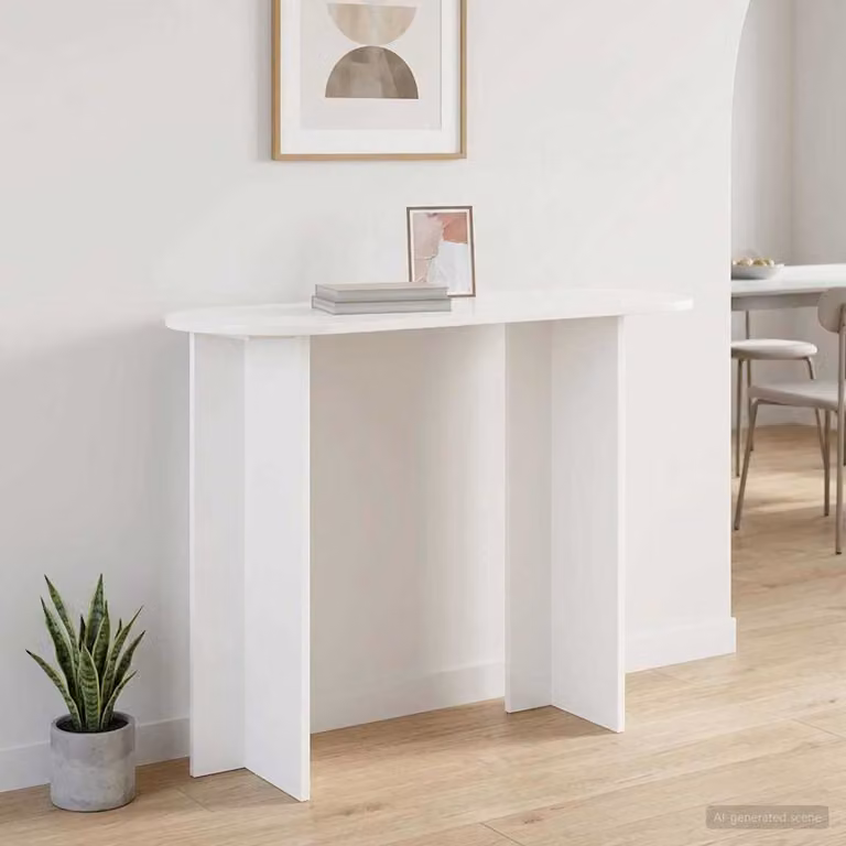 vidaXL Tavolo consolle moderno in legno ingegnerizzato bianco L 100 x P 39,5 x H 75 cm