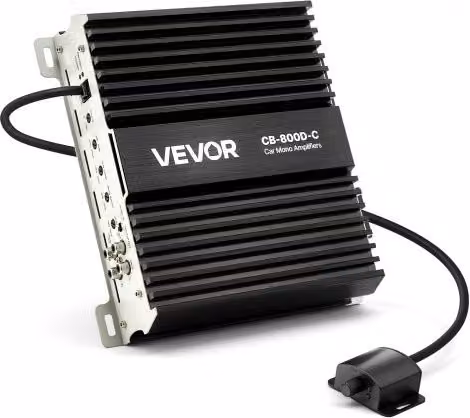 VEVOR Amplificatore Monoblocco per Auto Classe D da 800 W con Controllo Remoto, Filtro Passa-Basso e Potenziamento Bassi, Nero