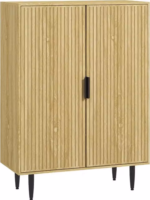 Armadio scarpiera salvaspazio HOMCOM in rovere con 4 ripiani regolabili e gambe in metallo, capacità 15 paia di scarpe, L 80 cm x P 38 cm x H 110 cm