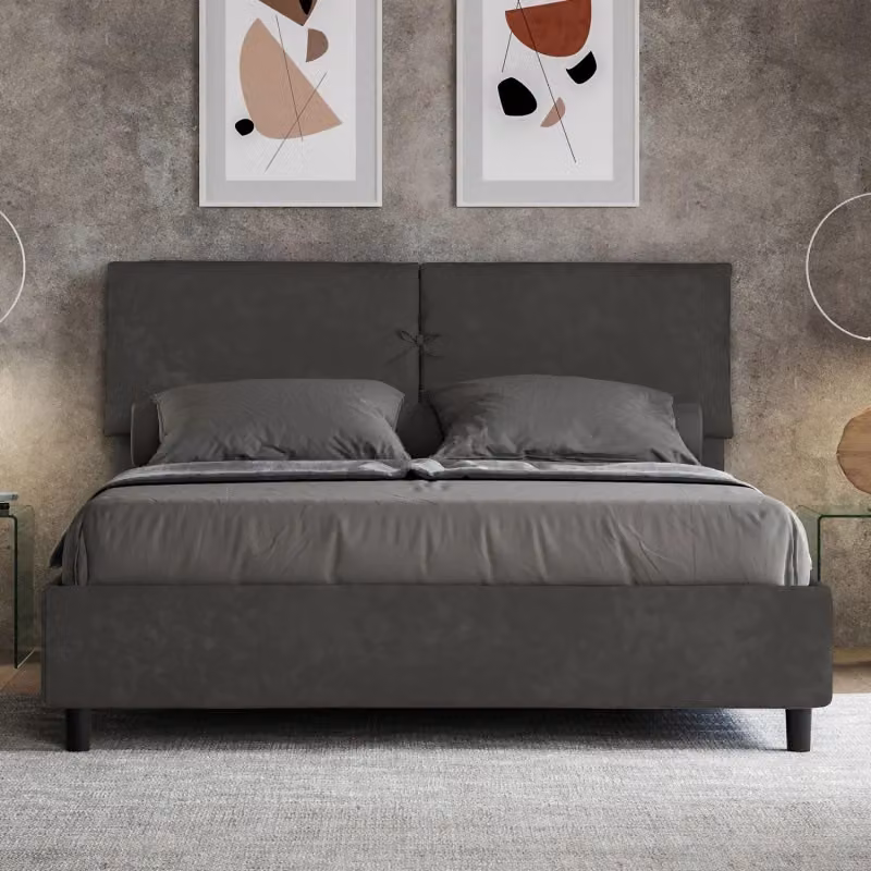 Letto matrimoniale imbottito Ityhome Mados in microfibra grigio con contenitore, L/P/H: 160 x 200 x 110 cm – 2