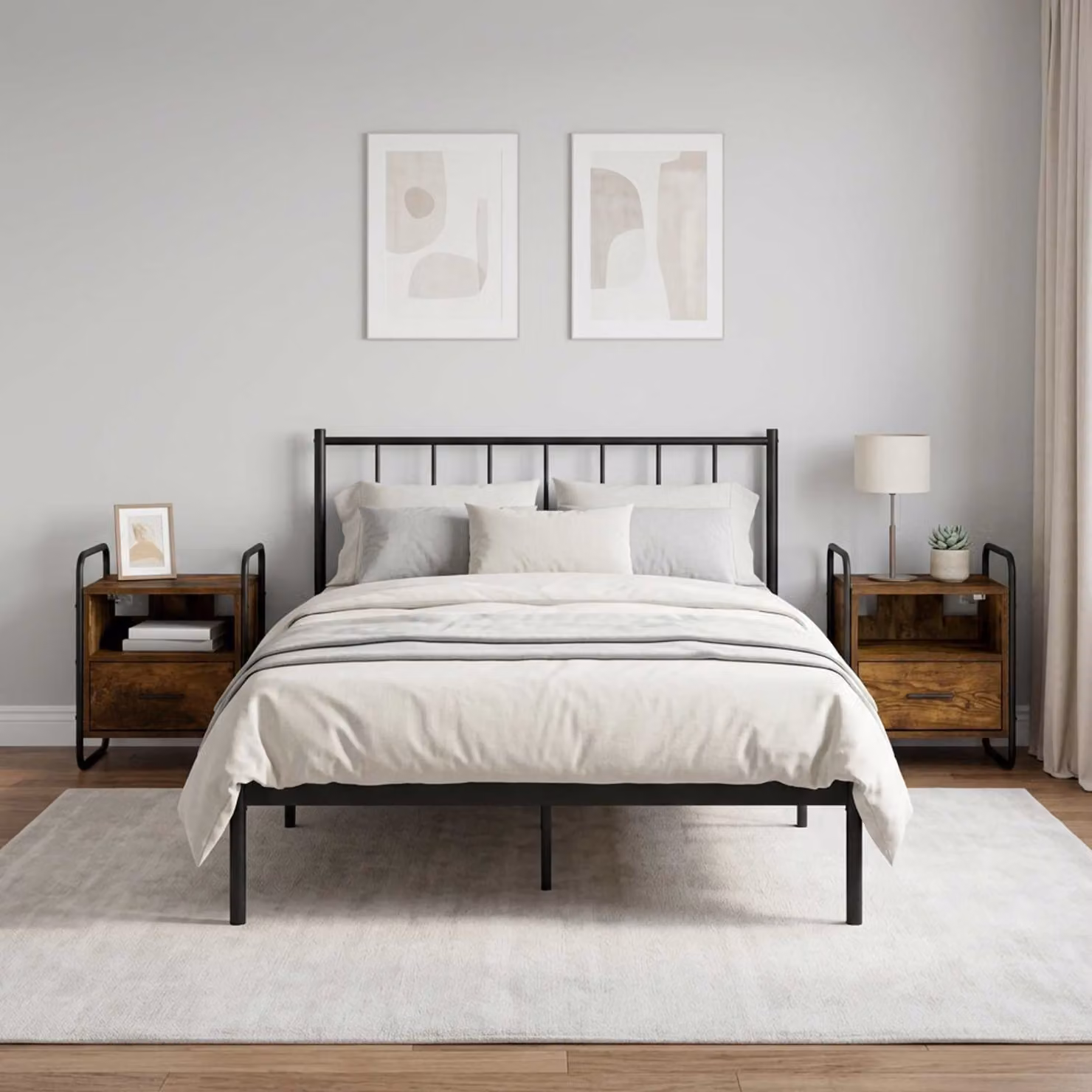 Set di 2 Mobiletti da Letto Appesi vidaXL in Rovere Fumo, L 40 cm x P 30 cm x H 50 cm