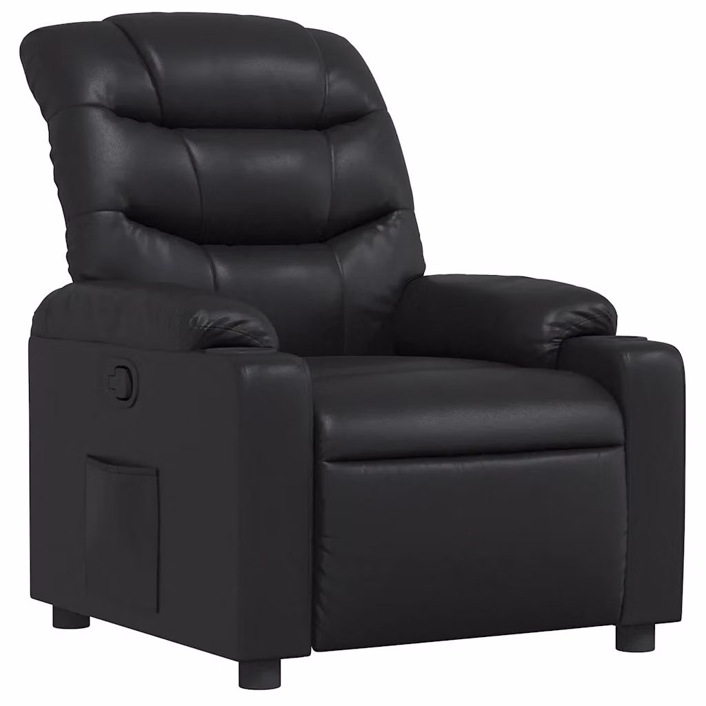 Poltrona Reclinabile Relax vidaXL in Similpelle Nera con Braccioli e Regolazione Manuale – 2