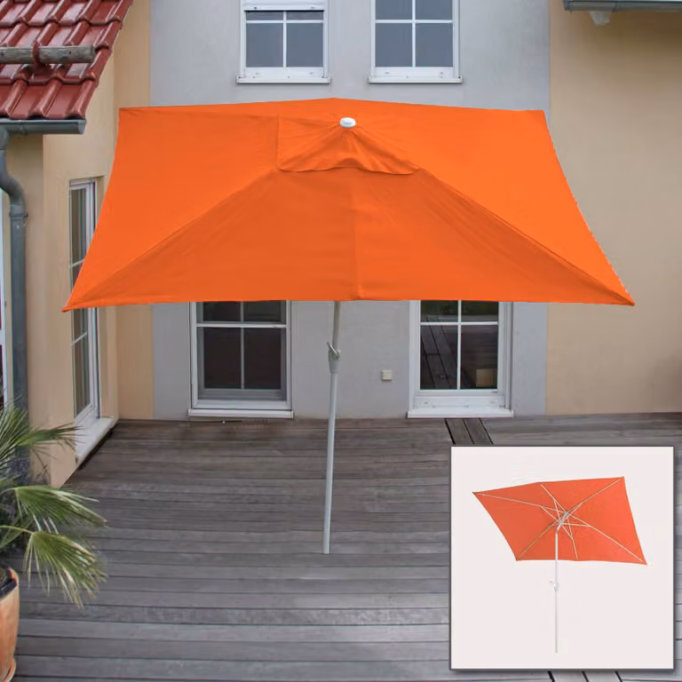 Ombrellone N23, ombrellone da giardino, 2x3m rettangolare inclinabile, poliestere/alluminio 4,5kg protezione UV 50+ ~ terracotta