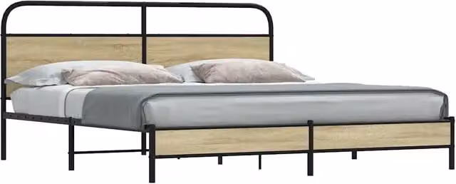 Letto girevole vidaXL in metallo e MDF color rovere sonoma 200x200 cm