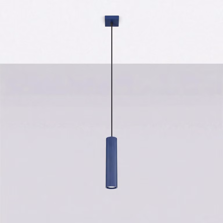 Lampada a sospensione KARBON 1 blu oltremare 1xGU10 10W alluminio 118x8x8 cm Sollux Lighting