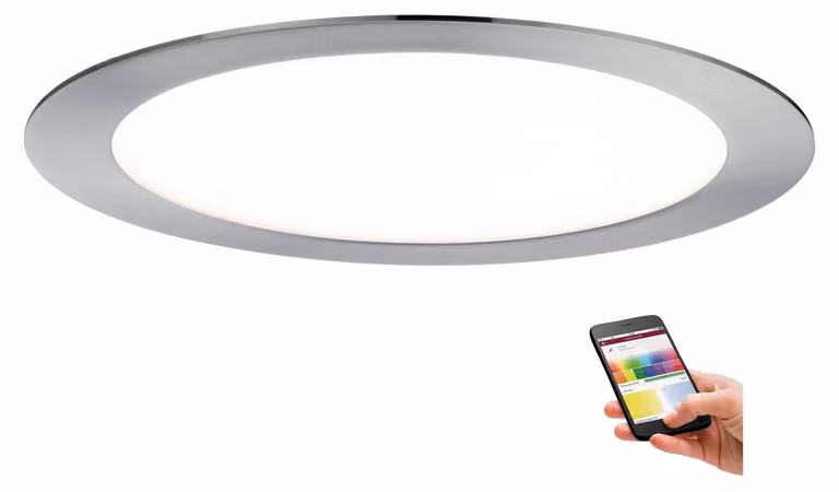 Set di faretti da incasso Paulmann Premium SmartPanel RGBW, rotondi, LED, 1x3,5W, 12VA, 230V/350mA, diametro 220mm, struttura in ferro spazzolato