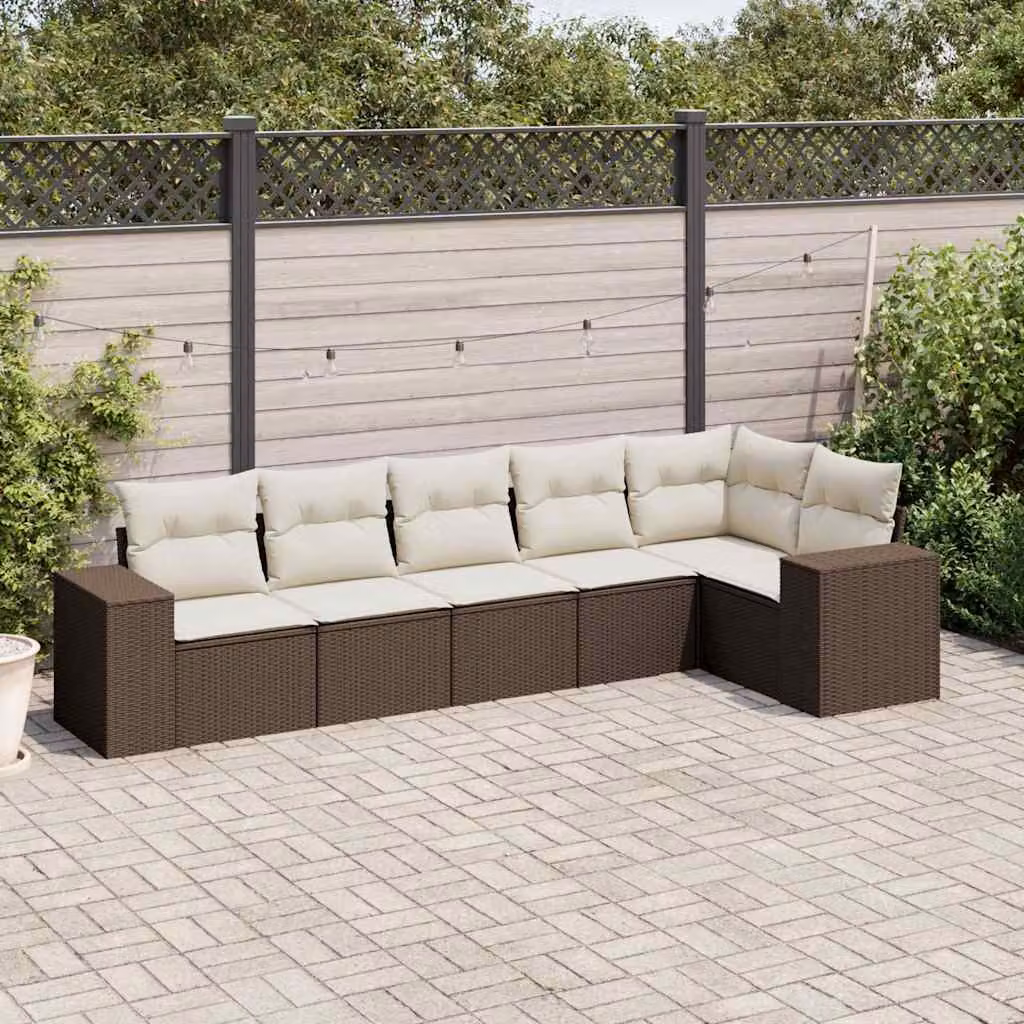 Maison Exclusive - Set Divano da Giardino 6 pz con Cuscini Marrone in Polyrattan