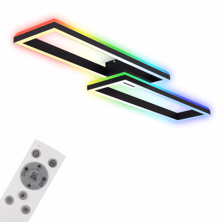 BRILONER - Lampada da soffitto RGB, lampada da soffitto retroilluminata a LED, dimmerabile, temperatura colore regolabile, cornice LED RGB, telecomando, nero