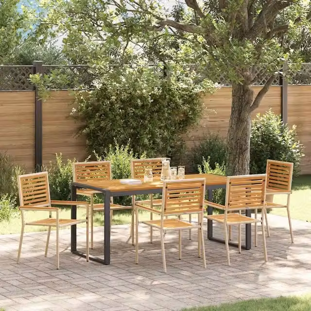 Set da Pranzo per Giardino 7 pz Beige e Marrone polyrattan 3365483