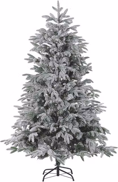 Albero di Natale Artificiale Bianco Innevato BELIANI con Base in Metallo e PVC, Altezza: 180 cm