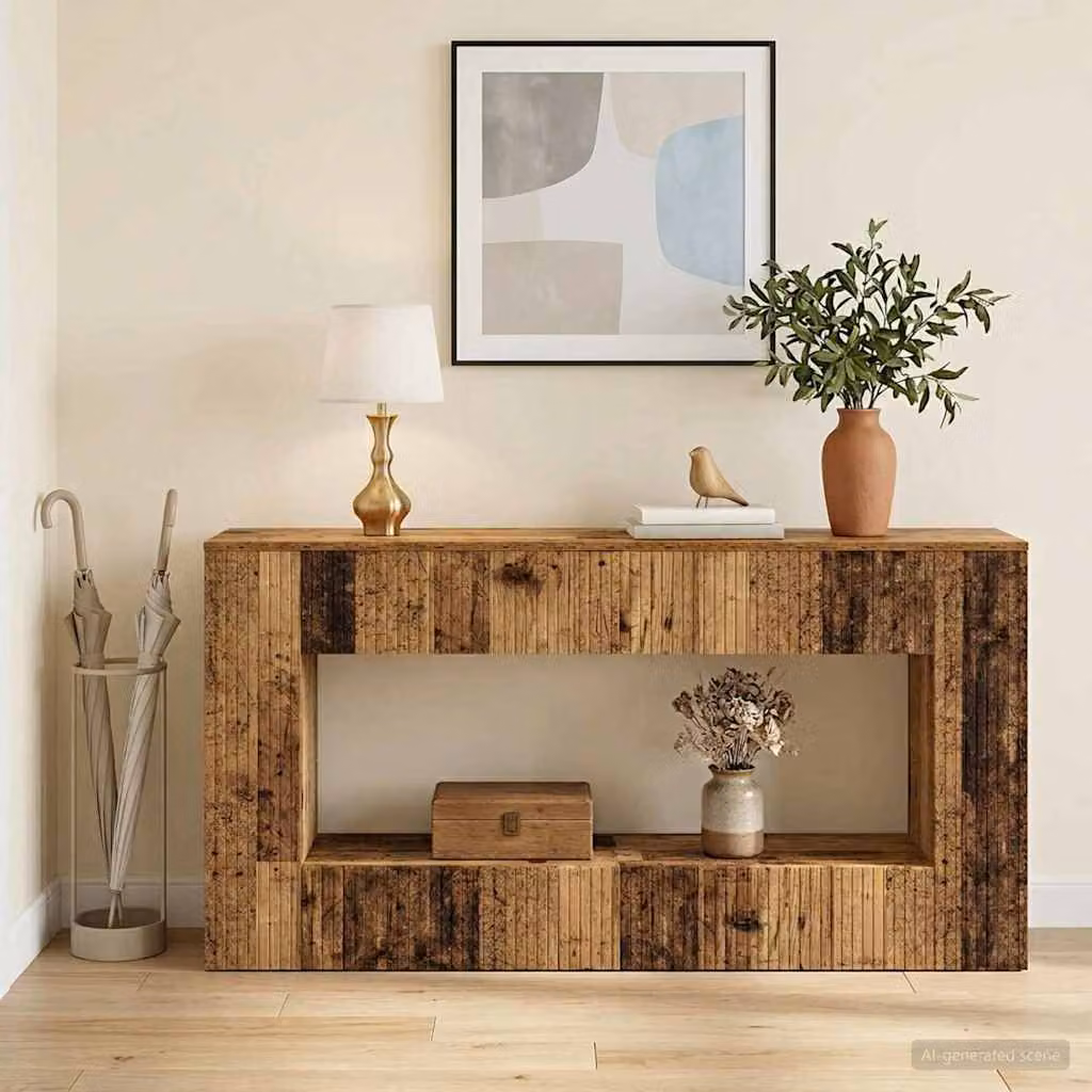 vidaXL Tavolo consolle moderno in legno marrone L: 155 cm, P: 29 cm, H: 74 cm
