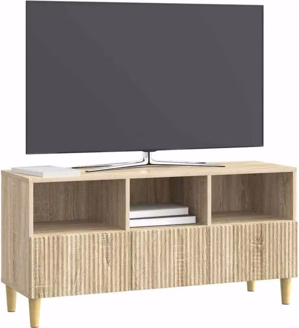 Mobile TV moderno in legno ingegnerizzato color rovere sonoma, L 102 x P 34,5 x H 50 cm – 1