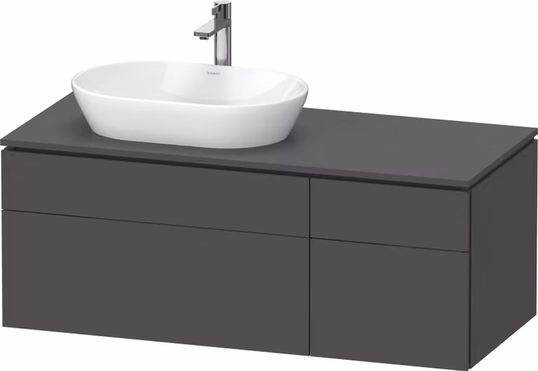 Duravit L-Cube Meuble sous-lavabo en console suspendu, avec plan de toilette en console, 4 tiroirs, vasque à gauche, 1220x482x550mm, LC4876049490000, LC4876049490000