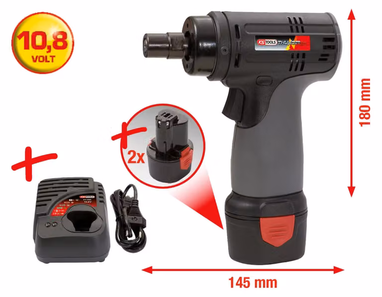 KS TOOLS Levigatrice a batteria ad alte prestazioni 22.000 giri/min 10,8V con 2 batterie e 1 caricatore - 515.3546