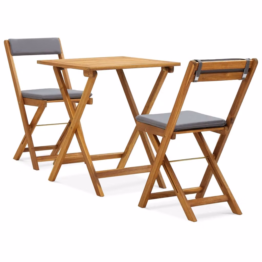 Maison Exclusive - Set da Bistrot 3 pz Pieghevole con Cuscini Massello di Acacia